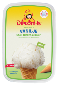 Diplom-Is Vanilje Uten tilsatt sukker 1L