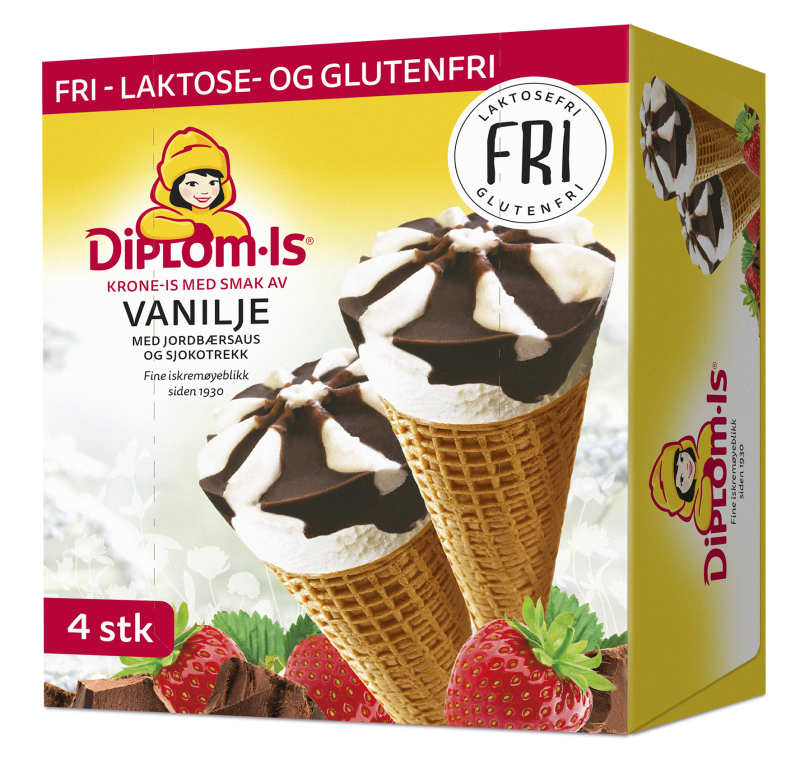 Fri Krone-Is Jordbær og Sjokolade 4 stk